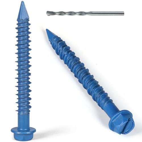 1/4x2-1/4 Inch 40PCS Hex Head Concrete Screws, Screws Anchor with Drill Bit,for Masonry, Block, Brick, Cement, Stucco, No Pre Drilling, Diamond Point