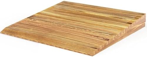 Wooden Threshold Ramp for Home Steps, 8" Rise Doorway Ramp with Non-Slip Grooves, Door Ramp for Wheelchair/Walker/Cart/Scooter, (31.4 W*8.0" H, Solid Pine Wood, 600LBS Capacity)