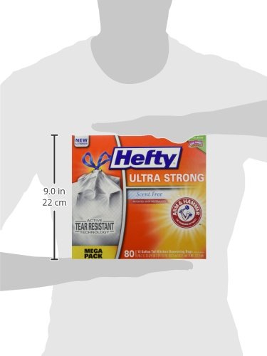 Hefty Ultra Strong Tall Kitchen Trash Bags, Unscented, 13 Gallon, (80 Count)