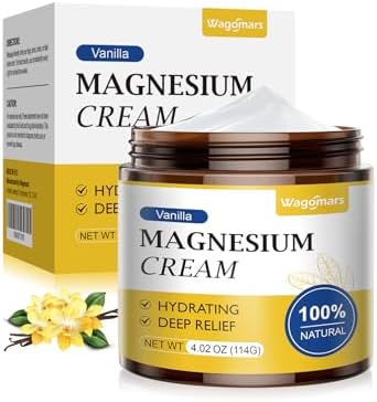 Magnesium Cream for Sleep - Topical Magnesium Lotion for Leg Cramps & Pain, Muscle Relaxation, Calm - Natural Body Butter for Deep Hydration - Safe for Kids (Vanilla)
