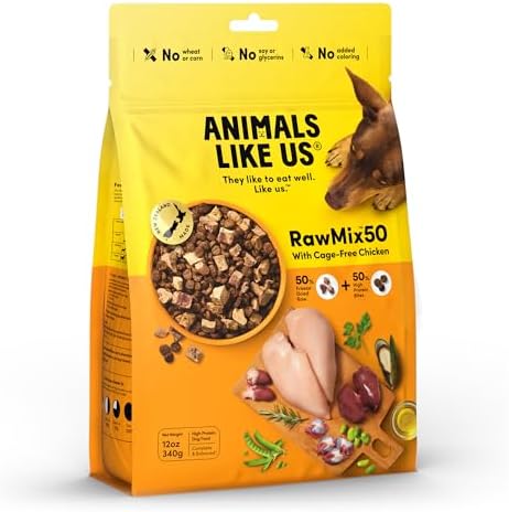RawMix50 Premium Freeze-Dried Raw Cage-Free Chicken Recipe Dog Food, Protein Rich, Includes Kibble, Non-GMO, No Wheat or Corn, 12 oz