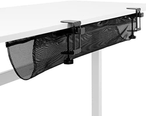VIVO No Drill Clamp-on 36 inch Mesh Net Under Desk Cable Management Wire Organizer, Adjustable Home Office Standing Desk Cord Storage, Black, DESK-AC36MH