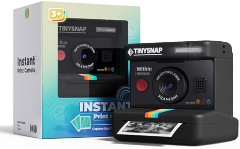 Instant Print Camera for Kids,2.4 Inch Screen Kids Instant Cameras, Christmas Birthday Gifts for Girls Age 3-12, Portable Toddler Toy for 3 4 5 6 7 8 9 10 Year Old Girls Boys (Black)