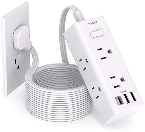Flat Plug Power Strip, 10Ft Ultra Thin Flat Extension Cord with Multiple Outlets, 6 Outlet 3 USB Ports (1 USB C), Cruise Ship Power Strip with No Surge Protection, Office Supplies, Dorm Room Essential
