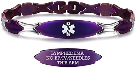 LinnaLove 7 1/2 inch Medical Alert Bracelets for women Stainless Steel Fashion Medical Bracelets Personalized Engraving