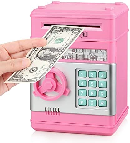 Piggy Bank, Toys for 4 5 6 7 8 9 10 Year Old Girls Boys, Christmas Birthday Gifts for 3+ Year Old Kids, Electronic Money Coin Banks with Password Protection for Kids Age 4-8