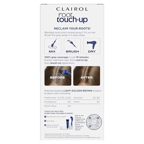 Clairol Root Touch-Up by Nice'n Easy Permanent Hair Dye, 6G Light Golden Brown Hair Color, Pack of 2