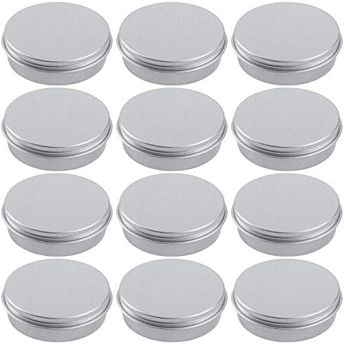 4 Ounce Aluminum Tin Jar Refillable Containers 120 ml Aluminum Screw Lid Round Tin Container Bottle for Cosmetic,Lip Balm, Cream, 12 Pack.