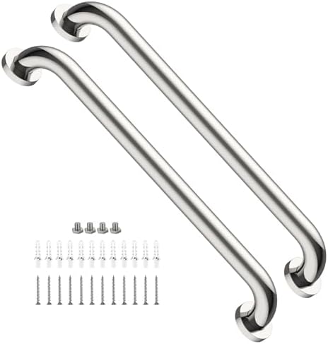 2 Pack 24 Inch Shower Grab Bar, iMomwee Chrome Stainless Steel Bathroom Grab Bar Handle, Bathroom Shower Balance Bar,Safety Hand Rail Support,Handicap Elderly Senior Assist Bath Handle(1.5" Diameter)