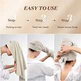 YFONG Microfiber Hair Towel Wrap with Elastic Strap for Women - Fast Drying Turbans for Long, Thick, Curly, Wet Hair