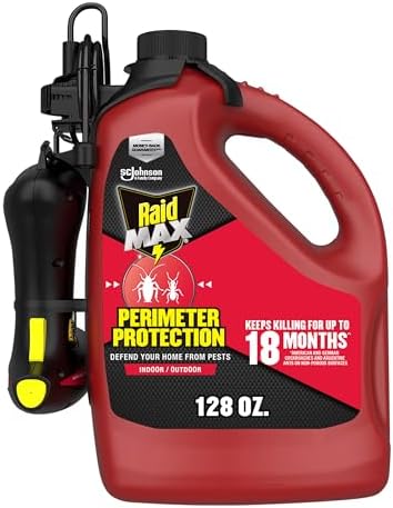 Raid MAX Perimeter Protection, 1 Gallon, Indoor & Outdoor Insecticide Spray with Reusable Electric Sprayer