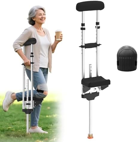 Pain Free Knee Crutch with Safety Kneepads, Ergonomic Knee Crutches with Support Platform for Enhanced Stability and Comfort, Smart Peg Leg Crutch for Single Leg Injuries