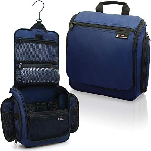 D&D Hanging Travel Toiletry Bag for Men and Women – Large Cosmetics, Makeup and Toiletries Organizer Kit with 10 Compartments, YKK Zippers, XXL Metal Swivel Hook, Water-Resistant Nylon