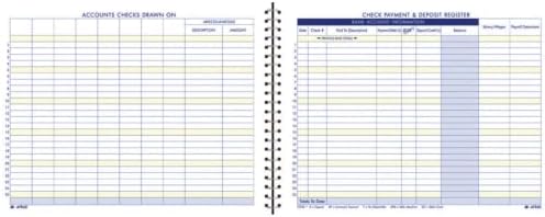 Adams Check Payment and Deposit Register, 8-1/2" x 11", 44 Pages (AFR60), White