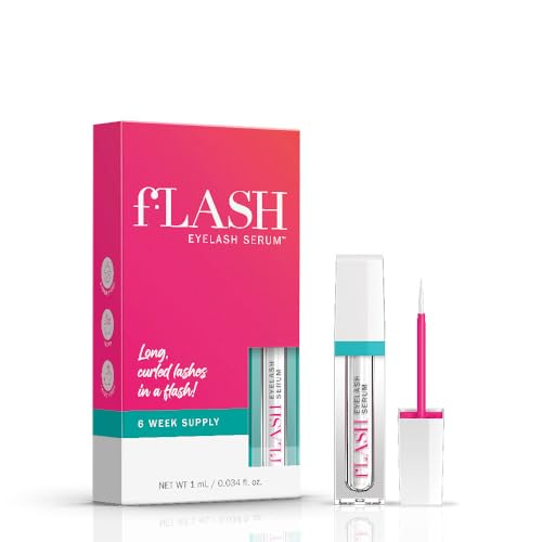 fLASH Eyelash Serum Mini for Long, Curled Lashes - Enhances and Strengthens Your Natural Lashes - Safe and Effective Formula – Travel Size, 6 Week Starter Supply