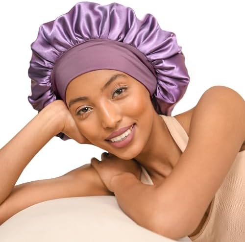 YANIBEST Satin Bonnet for Sleeping Women Double Layer Hair Silk Bonnets for Sleeping with Elastic Band