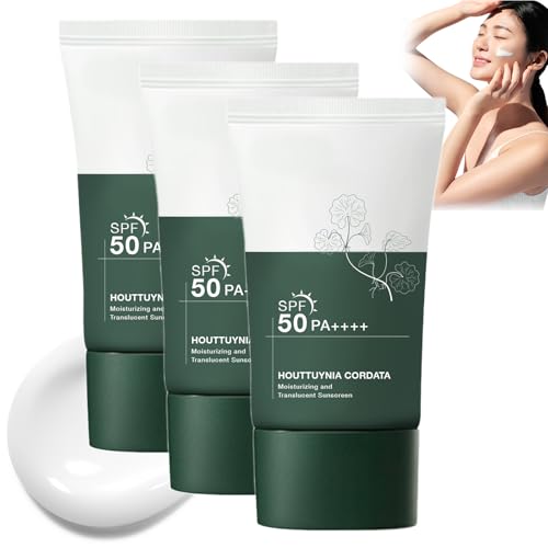 Heartleaf Silky Moisture Sunscreen, Moisture Daily Sunscreen, Korean SPF 50+ PA++++ Clear Filter Sun Essence, No White Cast, Hydrating, Moisturizing, Cools Down, Light Finish, Updated 3pc