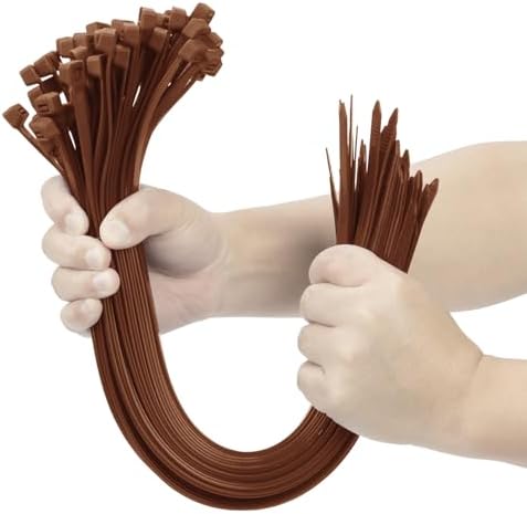 XINGO Brown 24 inch Zip Ties Heavy Duty 100 Pack, 200 LBS Ultra Strong Plastic Wire Ties, Large Cable Ties Extra Long Tie Wraps, Indoor and Outdoor UV Resistant
