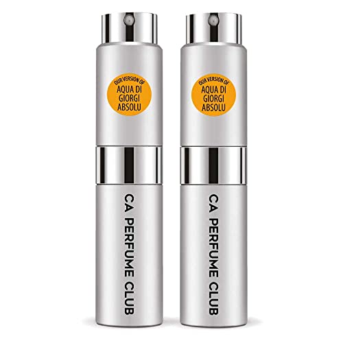 CA Perfume Impression of Aqua Di Giorgi Absolu For Men Replica Version Fragrance Dupes Concentrated Long Lasting Eau de Parfum Spray Refillable Atomizer Bottle 0.27 Fl Oz-X2