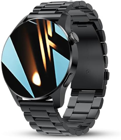 FILIEKEU Bluetooth Calls Smart Watch Men Women Heart Rate Sleep Monitor Steps IP67 Waterproof Sport Fitness Tracker 1.3''Touch Screen Fasion Black Stainless Steel Smart Watches for Android iOS