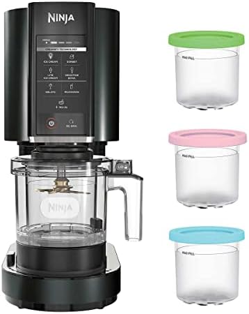 Ninja CN301CO CREAMi Compact Ice Cream Maker for Gelato, Mix-ins, Milkshakes, Sorbet, and Smoothie Bowls with 7 One-Touch Programs, Pint Container and Lids (Silver, Renewed)