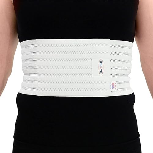 ITA-MED Breathable Elastic Rib Brace for Men, Ideal Compression Support Wrap/Belt for Broken, Cracked, Dislocated & Fractured Ribs, Made In USA (White, 2XL)