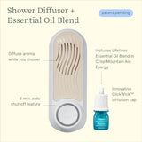 Shower Diffuser, Essential Oil Diffuser for Home, Wall Mounted Aromatherapy Diffuser, Lifelines Crisp Mountain Air Essential Oil Blend 7.5 ML Included