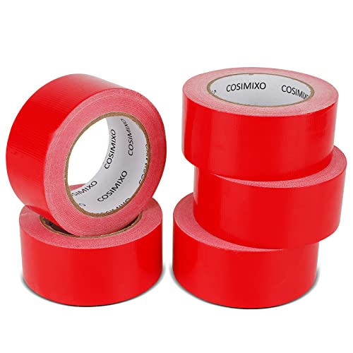 COSIMIXO 5-Pack Red Heavy Duty Duct Tape, 2 inches x 30 Yards, Strong, Flexible, No Residue, All-Weather and Tear by Hand - Bulk Value for Repairs, Industrial, Professional Use