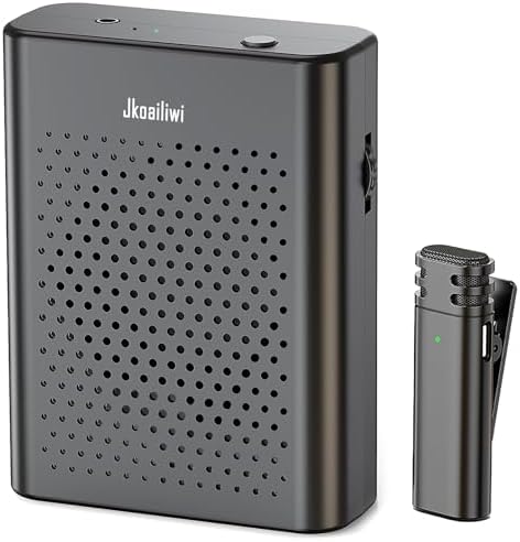 Upgraded Voice Amplifier with Wireless Lapel Microphone for Teachers, Portable Speaker Clip On Microphone System for Classroom, Personal Amplifier for Outdoor and Indoor, Black