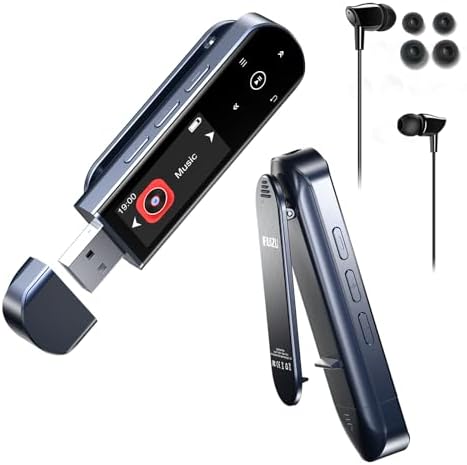 RUIZU 64GB USB MP3 Player with Bluetooth 5.3, Clip Jam Portable Music Player for Sports Running, USB MP3 Player Stick with FM Radio, Voice Recorder, Digital Audio Shuffle Repeat, Phone File Transfer