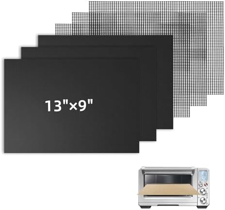 Air Fryer Liners Reusable Compatible with Breville Smart Oven Air Fryer Pro BOV900BSS, Liners for Bottom of Oven Non-Stick Mats for Baking, Cooking, Air Fryer Accessories, w/3x Liners + 3x Mesh