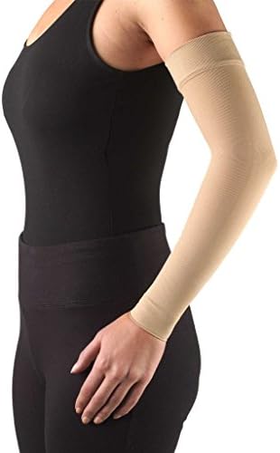 Truform Lymphedema Compression Arm Sleeve, 20-30 mmHg Post Mastectomy Support, Beige, Medium