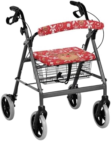LedBack Christmas Decor Walker Accessories Rollator Walker Seat and Backrest Covers Soft Dust Cover for Seniors in Assisted Living Christmas Elk 2 Piece Walker Seat Cover Set