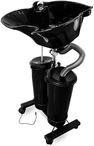 Adjustable Portable Shampoo Bowl with Electric Pump, Hair Washing Station,Includes 2 Buckets, Drain Hoses, Basin Height Adjustable Portable Salon Sink for Home Salon Use