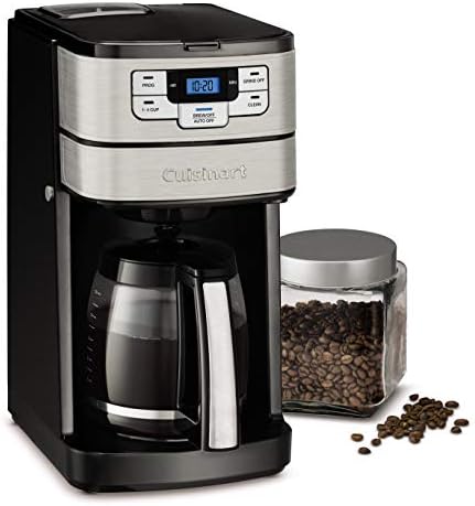 Cuisinart Automatic Grind and Brew 12-Cup Coffeemaker with 1-4 Cup Setting and Auto-Shutoff, Black/Stainless Steel, DGB-400NAS