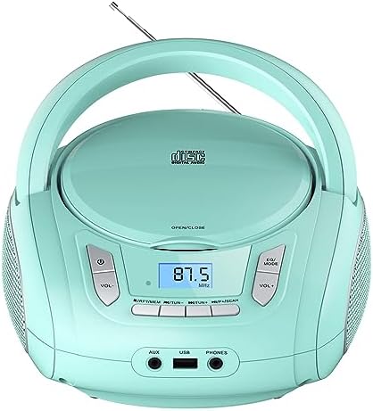 Portable CD Player Boombox with Bluetooth,FM Radio,USB MP3 Playback,AUX-in,Headphone Jack,CD-R/RW and MP3 CDs Compatible,CD Players for Home or Outdoor