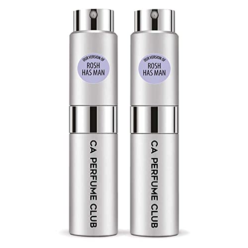 CA Perfume Impression of Roshas Rosh has Man For Men Replica Version Fragrance Dupes Concentrated Long Lasting Eau de Parfum Spray Refillable Atomizer Bottle 0.27 Fl Oz-X2