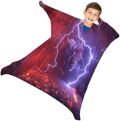 Lightning Over Volcano Sensory Socks - Autistic Sensory Body Sock for Kids - ADHD and Improve Sensory Processing Sox (Large)