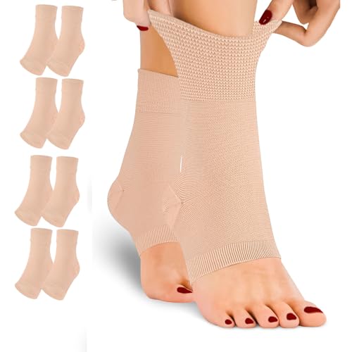 Ankle Brace Compression Sleeves Open Toe Compresion Socks for Women Men,Plantar Fasciitis Socks with Arch Support Nude S/M