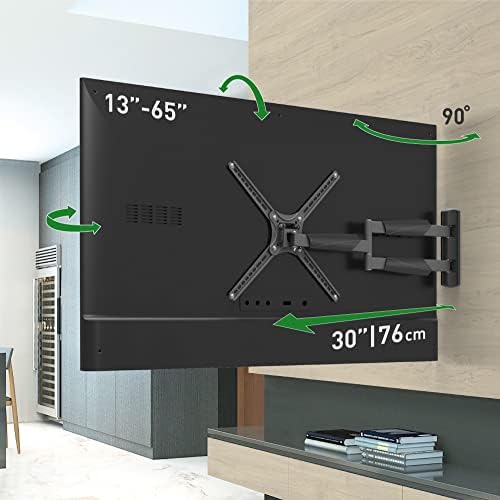 Barkan Long TV Wall Mount, 13-65 inch Full Motion Articulating - 4 Movement Flat/Curved Screen Bracket, Holds up to 79lbs, Extremely Extendable, Fits LED OLED LCD