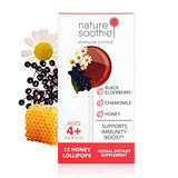NATURE SOOTHIE Immune Soothie Honey Lollipops with Herbal extracts for Immunity Boost and Support - Black Elderberry & Chamomile Extract (12 Lollipops)