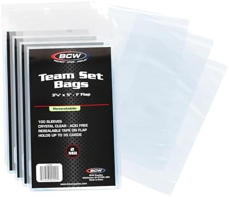 BCW Resealable Team Set Bags - 400 ct | Archival Quality Polypropylene | Holds 35 Standard Cards | Toploader and Magnetic Holder Compatible | Acid-Free Sealing Solution for Trading Card Collections
