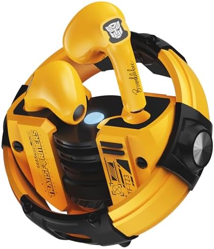 Transformers Wireless Earbuds Wireless Bluetooth 5.4 Ear Buds 60H Playtimes Earbud with Smart Noise Cancelling Mic IPX5 Waterproof in Ear Earphones for Android iOS, Yellow Bumblebee TF-T23