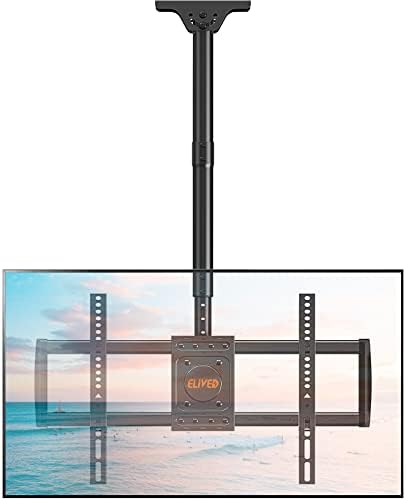 ELIVED Ceiling TV Mount for Most 37-75 Inch LED, LCD OLED Flat Curved TVs, Height Adjustable Full Motion TV Mount, Hanging TV Bracket Swivel and Tilt, Holds up to 110 lbs, Max VESA 600x400mm YD3016