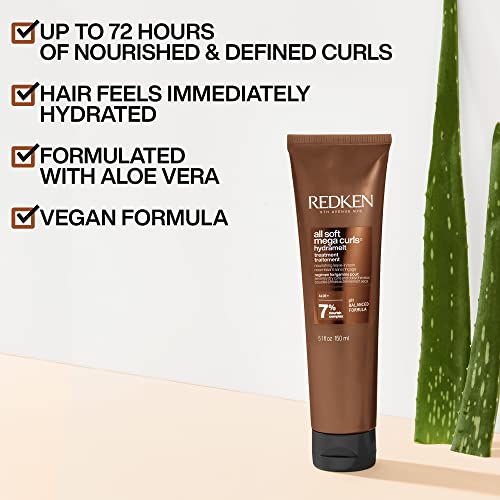 Redken All Soft Mega Curls Hydramelt Leave-In Treatment | For Extremely Dry Hair | For Curly & Coily Hair | Ultra Moisturizing Hair Lotion Enhances Shine | With Aloe Vera