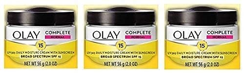Olay Face Moisturizer Complete All Day UV Moisture Cream with Sunscreen SPF 15, Normal Skin, 2 Fl Oz (Pack of 3)