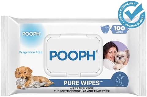 POOPH® Pure Wipes™ – Odor-Elimination | Dog Paw Cleaner Butt Face Ear & Fur | No Fragrance, No Harsh Chemicals | Gentle & Effective On-The-Go Clean for Pets, Cars | Puppy Essentials & - 100 Count Pack