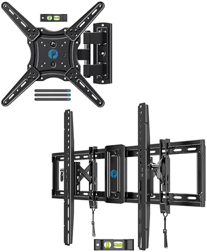 Pipishell Full Motion Articulating TV Wall Mount for 26-60 inch Flat or Curved TVs up to 77 lbs PIMF7, Advanced Tilting TV Wall Mount for 42-90 inch TVs up to 132 lbs PIAT3