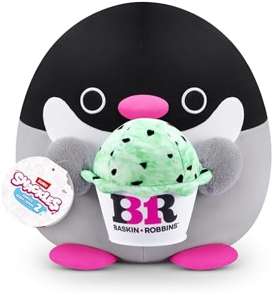 Snackles Series 2 Penguin & Baskin-Robbin 8 Inch Plush by ZURU, Ultra Soft Plush, Collectible Plush with Real Licensed Brands, Stuffed Animal, Giftable