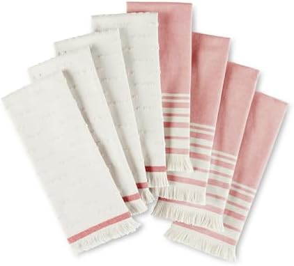 KitchenAid Vintage Stripe Kitchen Towels 8-Pack, Absorbent 100% Woven Cotton, Passion Red/Ivory, 17”x28”
